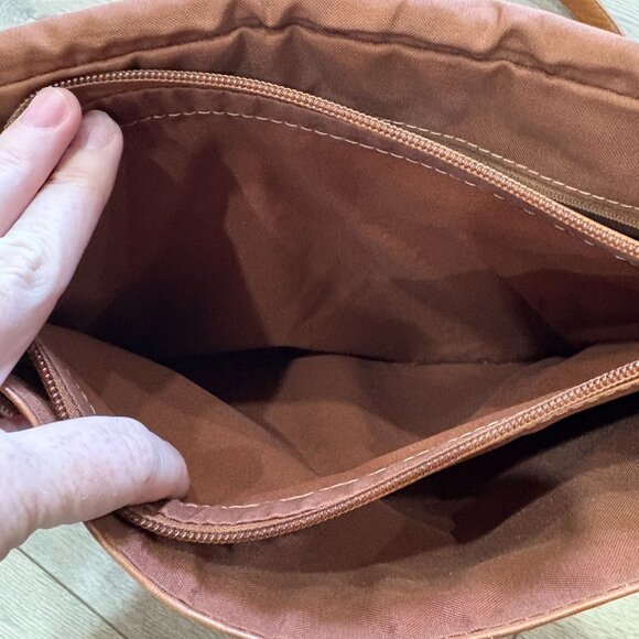 Piel Leather Large Handbag with Organizer Crossbody – Saddle Brown - Picture 13 of 15